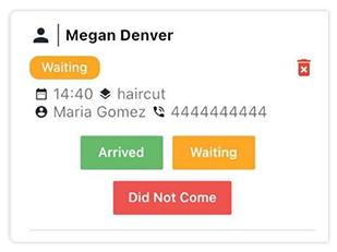 The Best Salon Software SalonManagementApp screen shot from mobile app that illustrates waiting appointment.